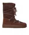 Moon Boot Knit Mini Boots With Non-slip Sole For Women In Red