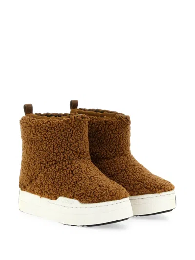 Moon Boot Kids' Spark Tube Fleece Ankle Boots In Brown
