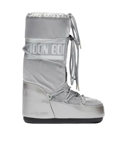 Moon Boot Stivali Da Neve Icon Glance Silver In Animal Print