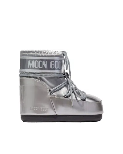 Moon Boot Stivali Da Neve Icon Low Glance Silver In Animal Print