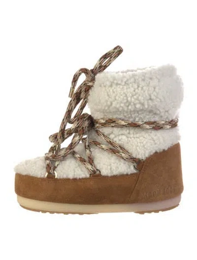 Pre-owned Moon Boot Suede Colorblock Pattern Lace-up Boots In Multi