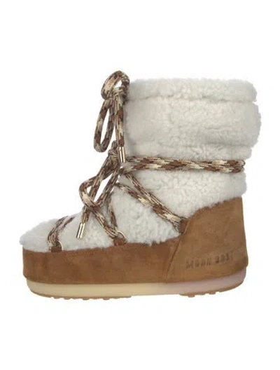 Pre-owned Moon Boot Suede Colorblock Pattern Lace-up Boots In Multi