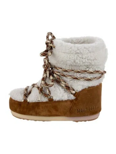 Pre-owned Moon Boot Suede Colorblock Pattern Lace-up Boots In Multi