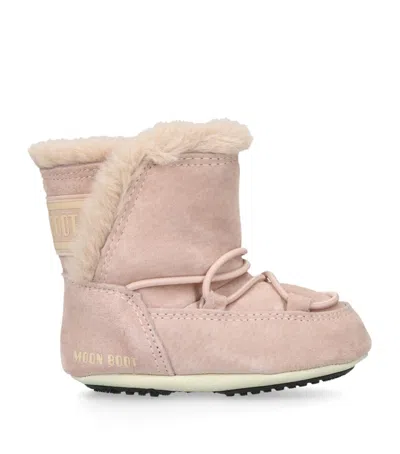 Moon Boot Kids' Suede Crib Boots In Pink