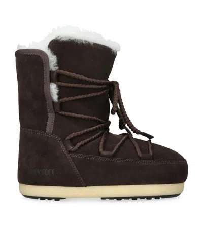 Moon Boot Suede Evx Ankle Boots In Brown