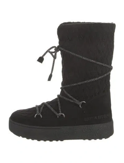 Pre-owned Moon Boot Suede Lace-up Boots In Black