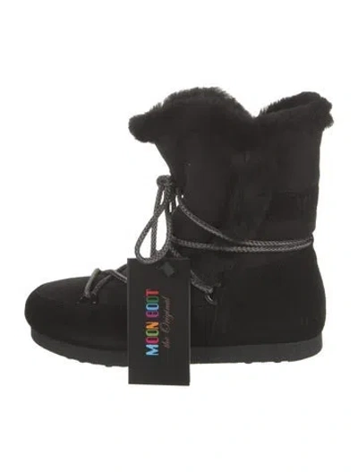 Pre-owned Moon Boot Suede Lace-up Boots In Black