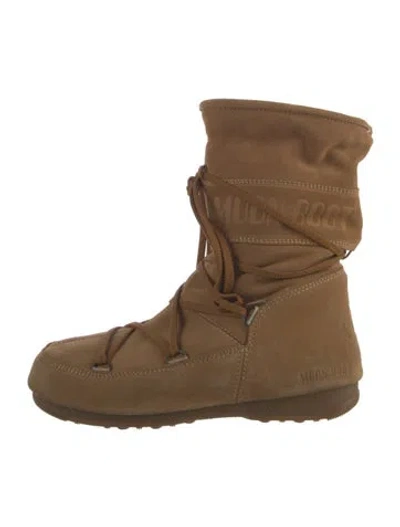 Pre-owned Moon Boot Suede Lace-up Boots In Brown