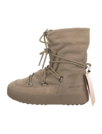 Pre-owned Moon Boot Suede Lace-up Boots In Neutral