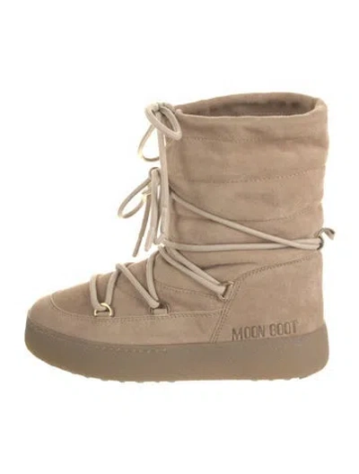 Pre-owned Moon Boot Suede Lace-up Boots In Neutral