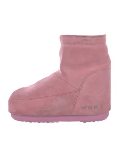 Pre-owned Moon Boot Suede Lace-up Boots In Pink