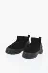 Moon Boot Suede Luna Booties With Eco-shearling Lining In Black