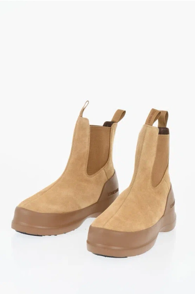 Moon Boot Suede Luna Chelsea Booties In Brown