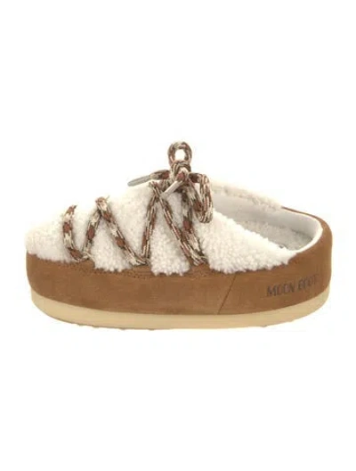 Pre-owned Moon Boot Suede Mules In Brown