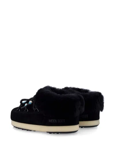 Moon Boot Suede Mules Decorated With Beads In Black