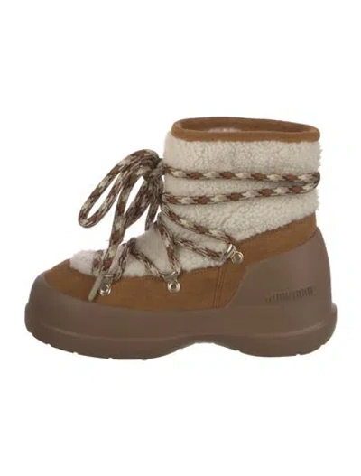Pre-owned Moon Boot Suede Patterned Lace-up Boots In Brown