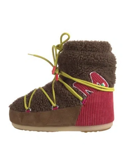 Pre-owned Moon Boot Suede Printed Boots In Brown