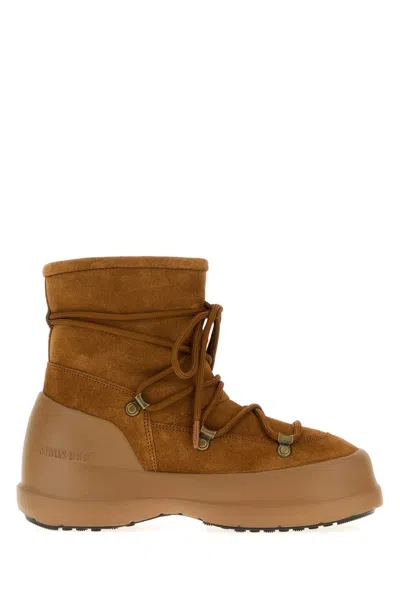 Moon Boot Suede Shearling Mini Luna Ankle Boots In Brown