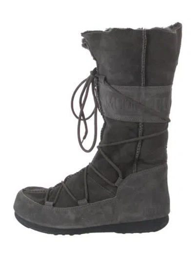 Pre-owned Moon Boot Suede Snow Boots In Black