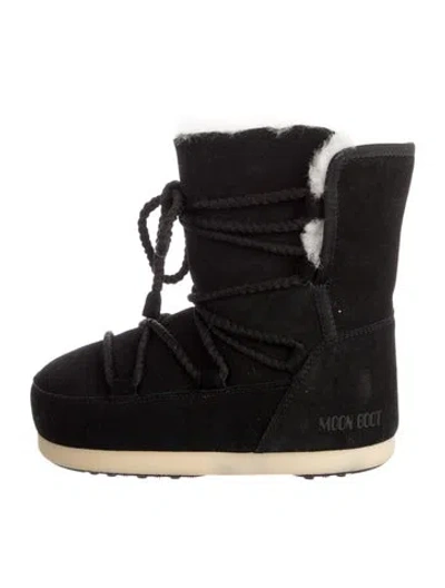 Pre-owned Moon Boot Suede Snow Boots In Black