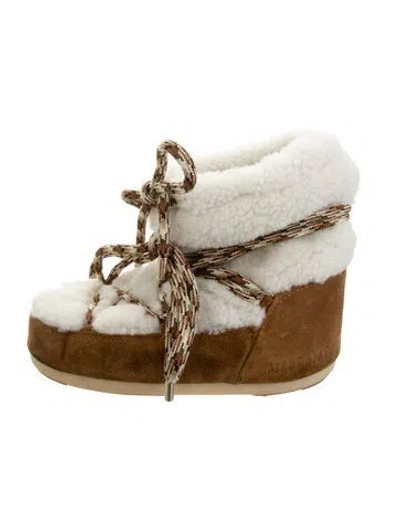 Pre-owned Moon Boot Suede Snow Boots In Brown/white