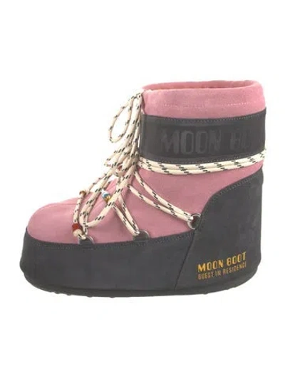 Pre-owned Moon Boot Suede Snow Boots In Burgundy