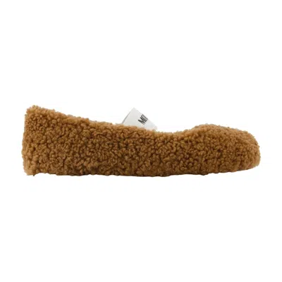 Moon Boot Teddy Fleece Cowhide Ballerina Flat In Multi