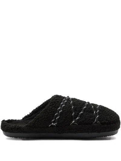 Moon Boot Teddy Slipper In Black