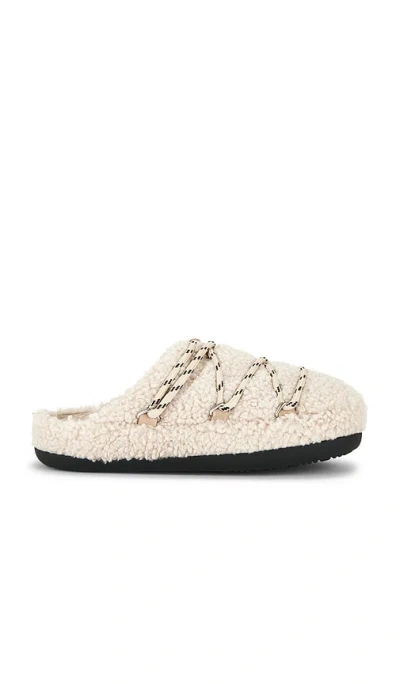 Moon Boot Teddy Texture Slippers Flat Sole Lace In Neutral