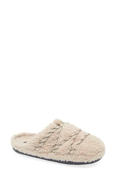 Moon Boot Faux Shearling Teddy Slippers In Neutral