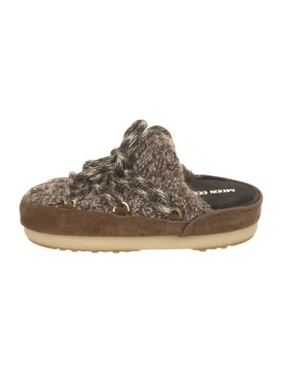 Pre-owned Moon Boot Tweed Sneakers In Brown