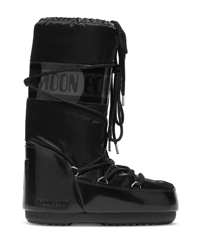 Moon Boot Icon Suede-trimmed Quilted Shell Snow Boots In Black