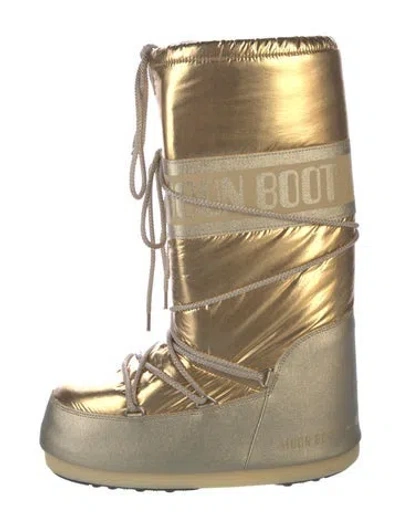 Pre-owned Moon Boot Vintage Nylon Snow Boots In Gold