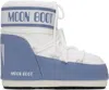 Moon Boot White & Blue Icon Low Nylon Boots In Ha06 - Elephant Grey