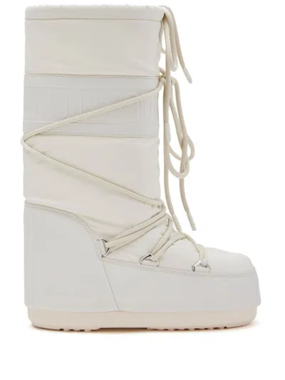 MOON BOOT WOMEN WHITE ICON RUBBER SNOW BOOT, 6.5/8.5 LUXURY BOOTS FOR WOMEN DARVEYS