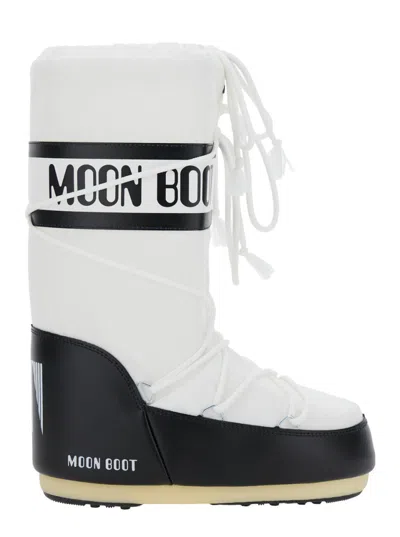 MOON BOOT WHITE LACE UP BOOTS