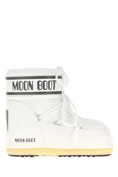 MOON BOOT MOON BOOT WHITE NYLON ICON LOW ANKLE BOOTS