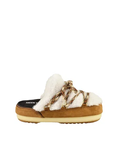 MOON BOOT WHITE/BEIGE PLUSH MULE