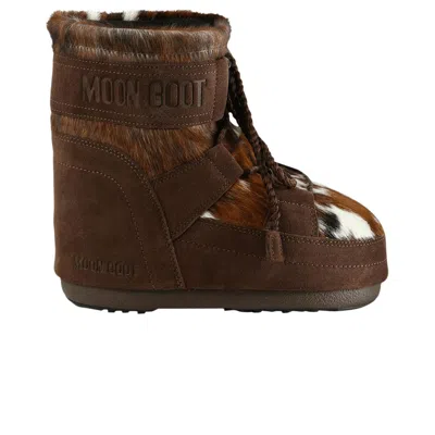 Pre-owned Moon Boot Wmns Icon Cow Boot Low 'white Cocoa' | Women's Size 39