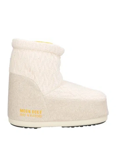 Moon Boot Woman Ankle Boots Beige Size 8-9.5 Textile Fibers In Neutral