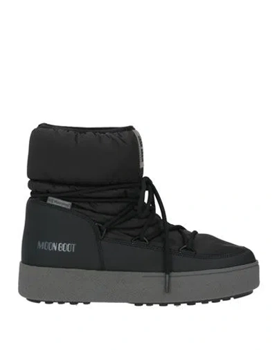 Moon Boot Ltrack Quilted Shell And Leather-like Snow Boots In Black