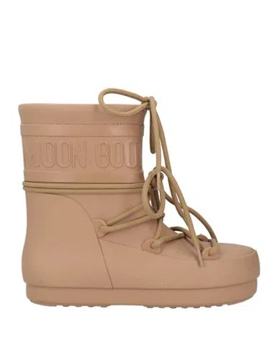 Moon Boot Woman Ankle Boots Camel Size 4.5-5.5 Rubber In Neutral