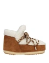 Moon Boot Brown Shearling Panel Ankle Boots In Beige