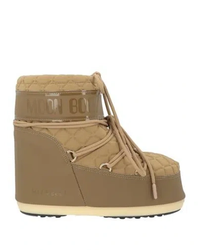Moon Boot Woman Ankle Boots Camel Size 5.5-7 Textile Fibers In Beige