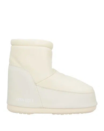 Moon Boot Woman Ankle Boots Cream Size 8-9.5 Textile Fibers In White