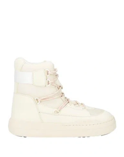 Moon Boot Woman Ankle Boots Cream Size 8.5 Textile Fibers, Synthetic Material In Animal Print