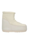 Moon Boot Woman Ankle Boots Ivory Size 8-9.5 Textile Fibers In White