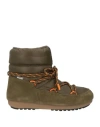 Moon Boot Woman Ankle Boots Military Green Size 4.5 Textile Fibers, Leather