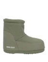 Moon Boot Woman Ankle Boots Military Green Size 8-9.5 Textile Fibers In Green