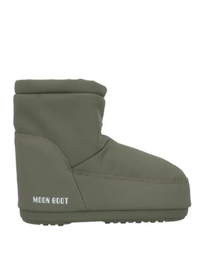 Moon Boot Woman Ankle Boots Military Green Size 8-9.5 Textile Fibers In Green